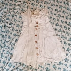 Roxy White Buttons with pockets dress tie up at bust Size Small